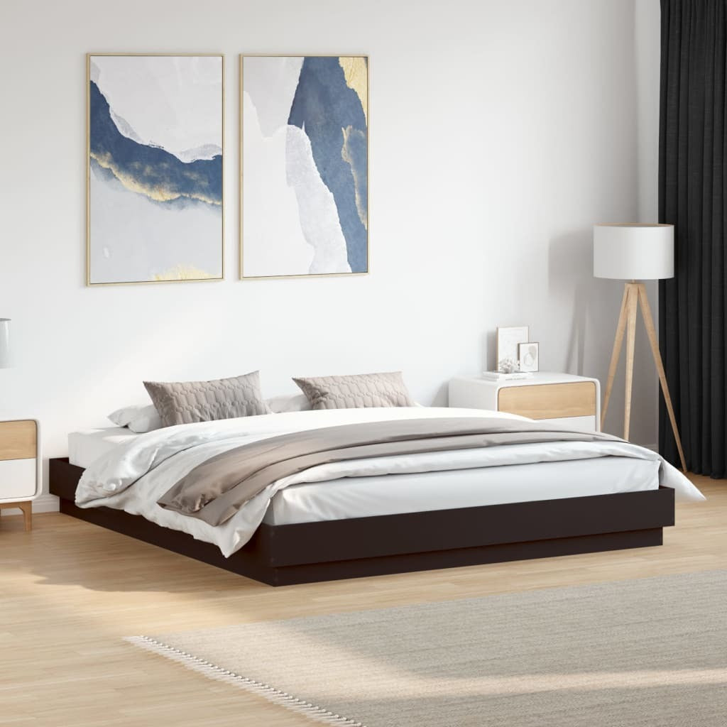 Bed Frame Black 200x200 cm Engineered Wood