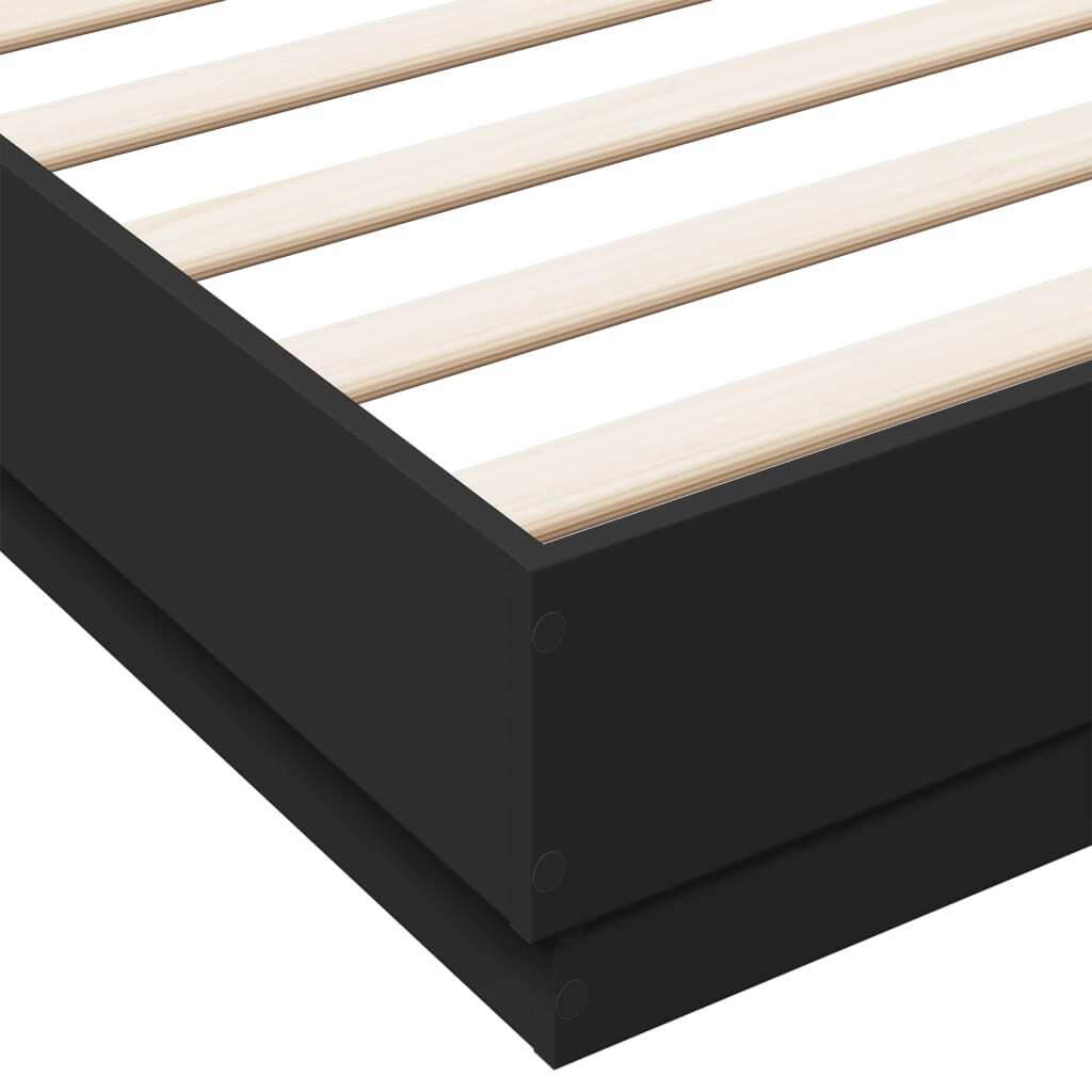 Bed Frame Black 200x200 cm Engineered Wood