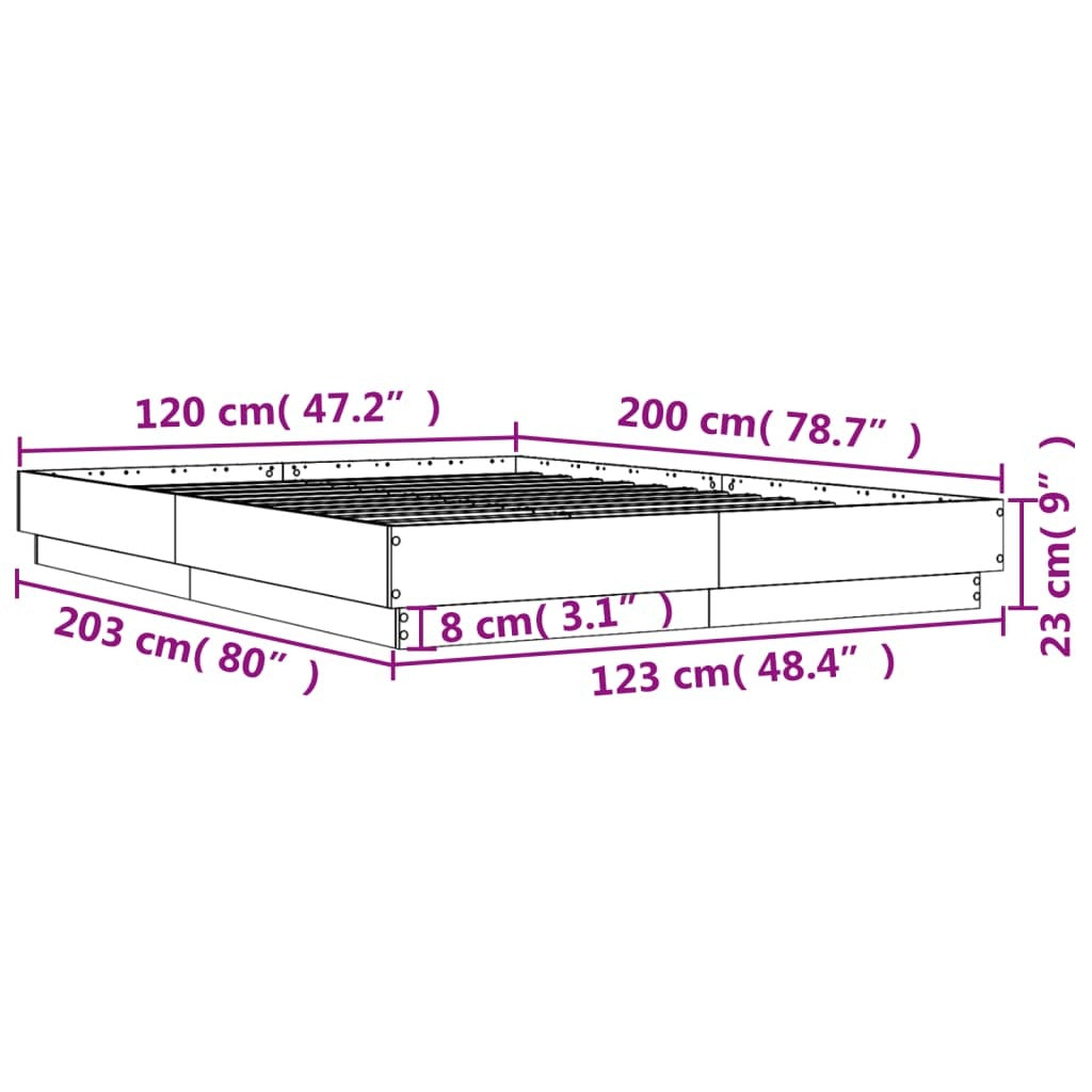 Bed Frame Black 120x200 cm Engineered Wood