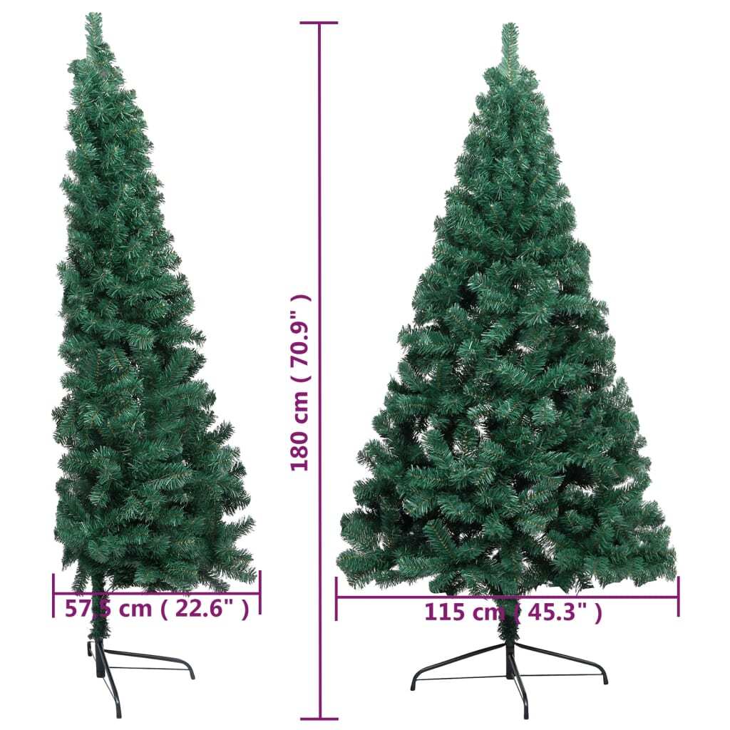Artificial Half Christmas Tree with Stand Green 210 cm PVC