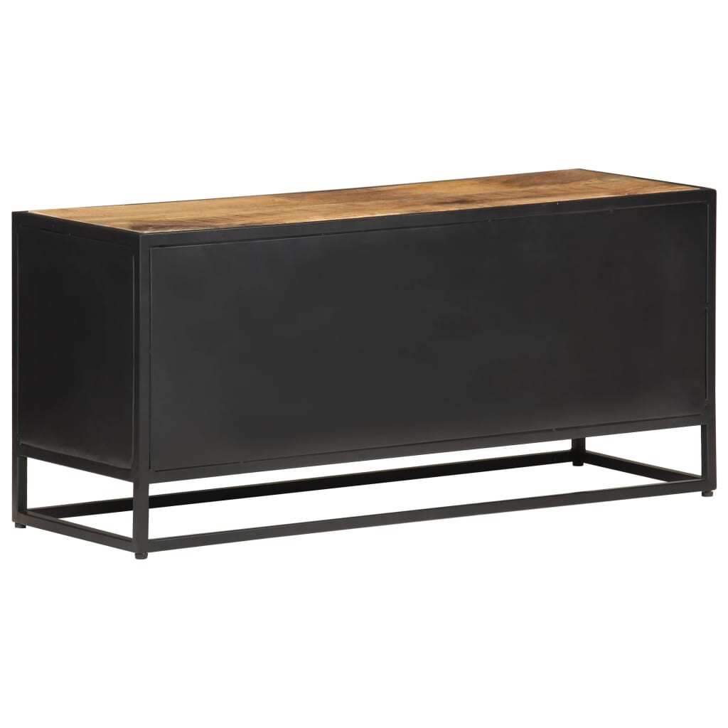 TV Cabinet 90x30x40 cm Rough Mango Wood and Natural Cane
