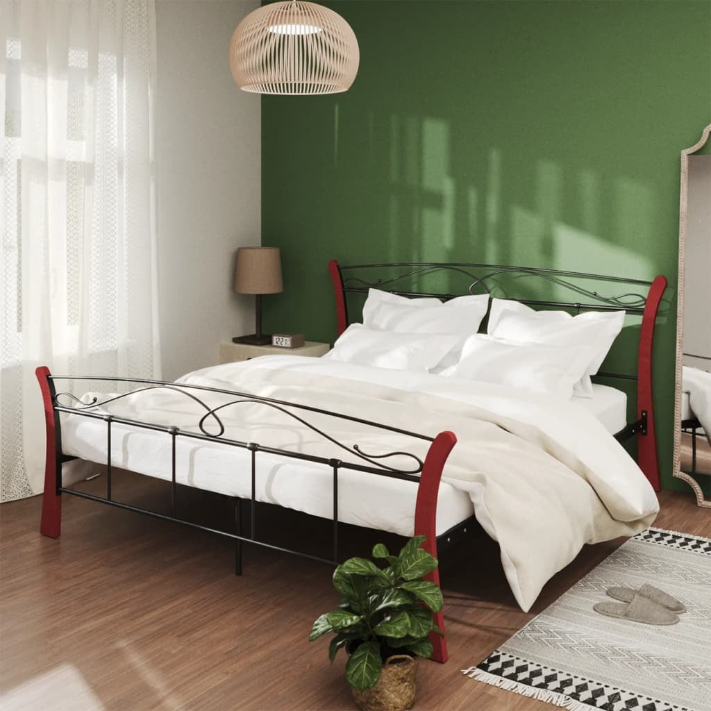 Bed Frame without Mattress Black Metal 140x200 cm