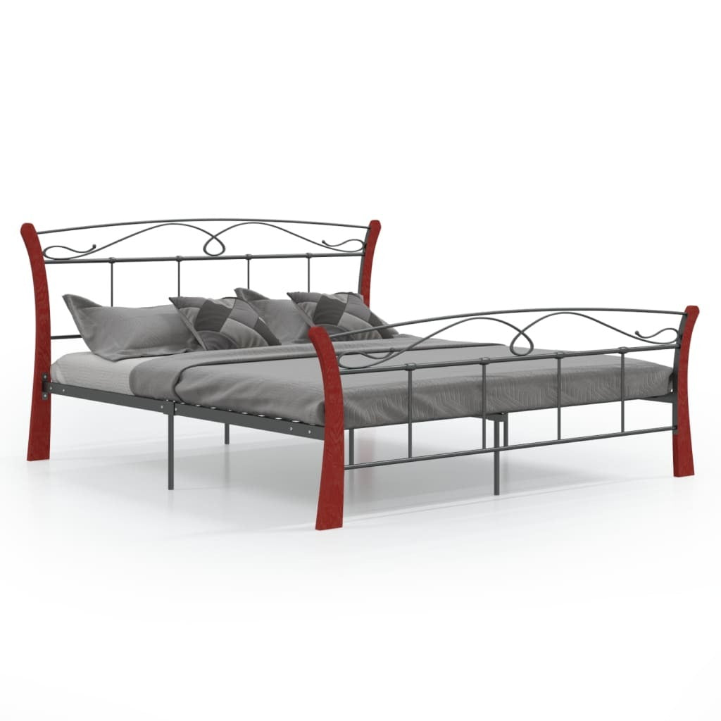 Bed Frame without Mattress Black Metal 140x200 cm