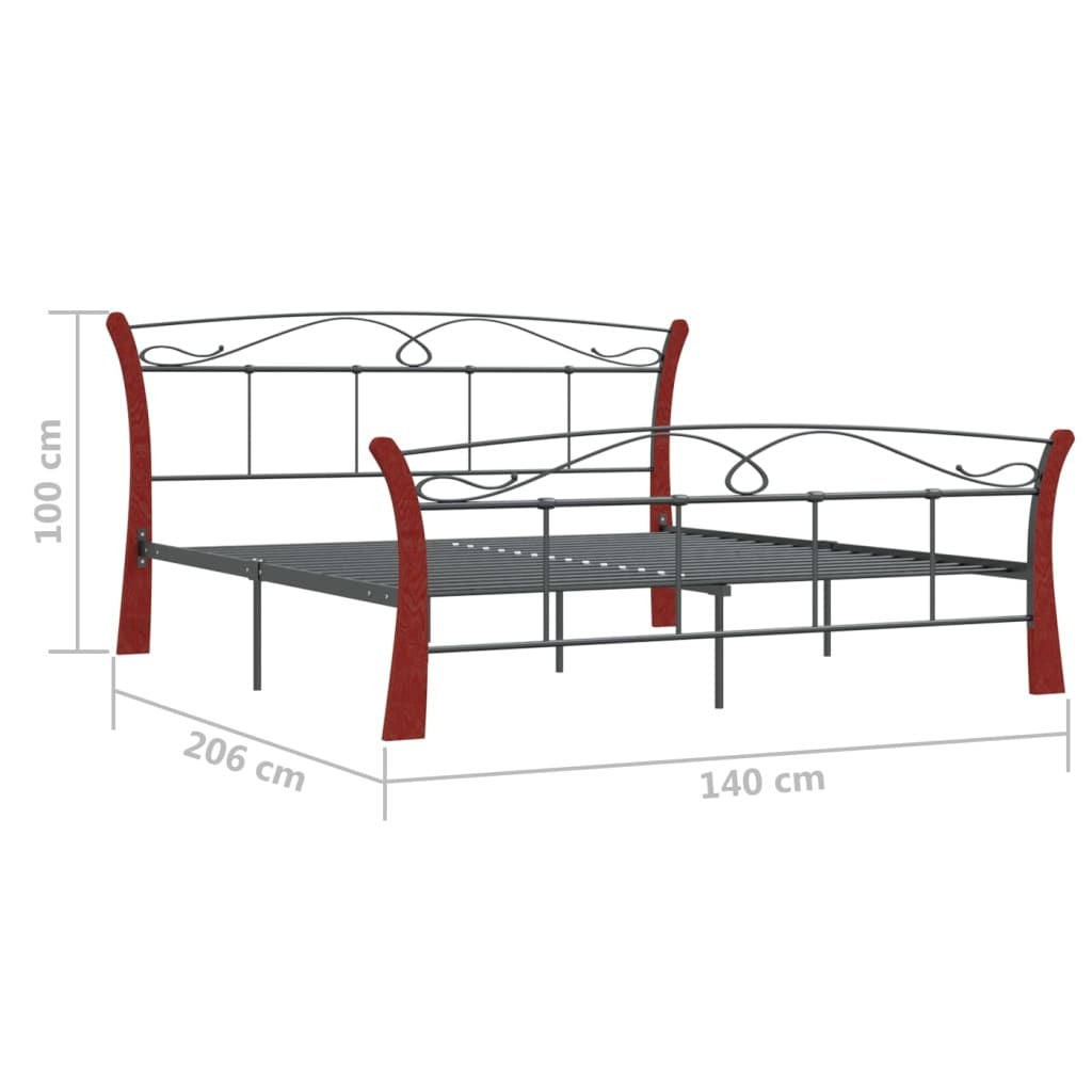 Bed Frame without Mattress Black Metal 140x200 cm