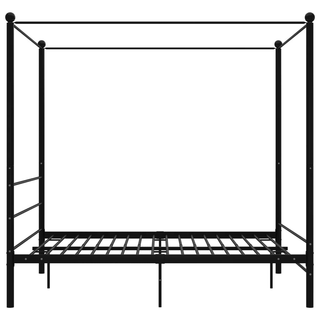 Canopy Bed Frame Black Metal 160x200 cm