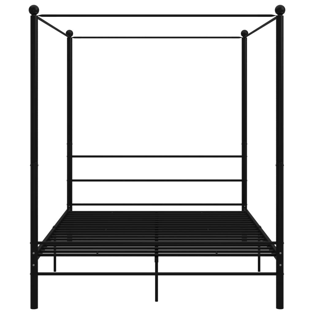 Canopy Bed Frame Black Metal 160x200 cm