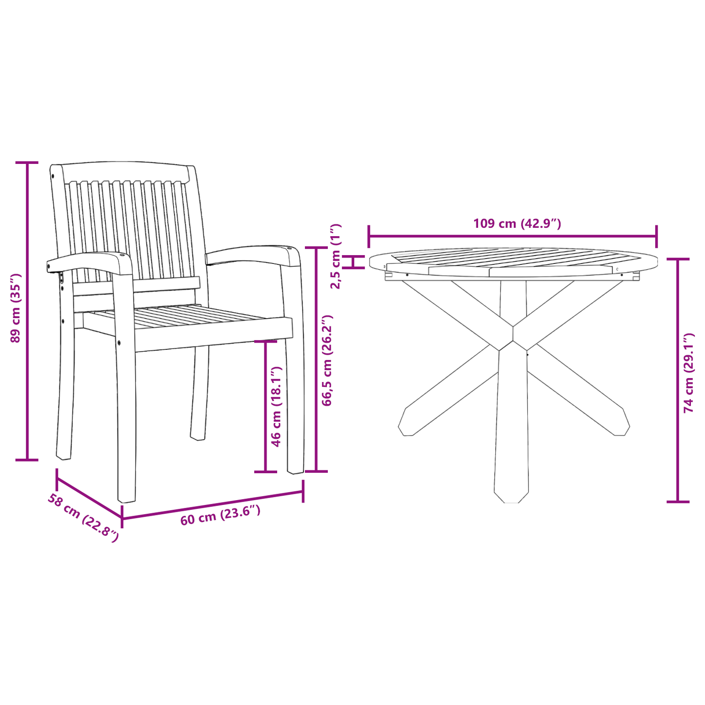 Garden Dining Set 3 pcs Brown Solid Acacia wood