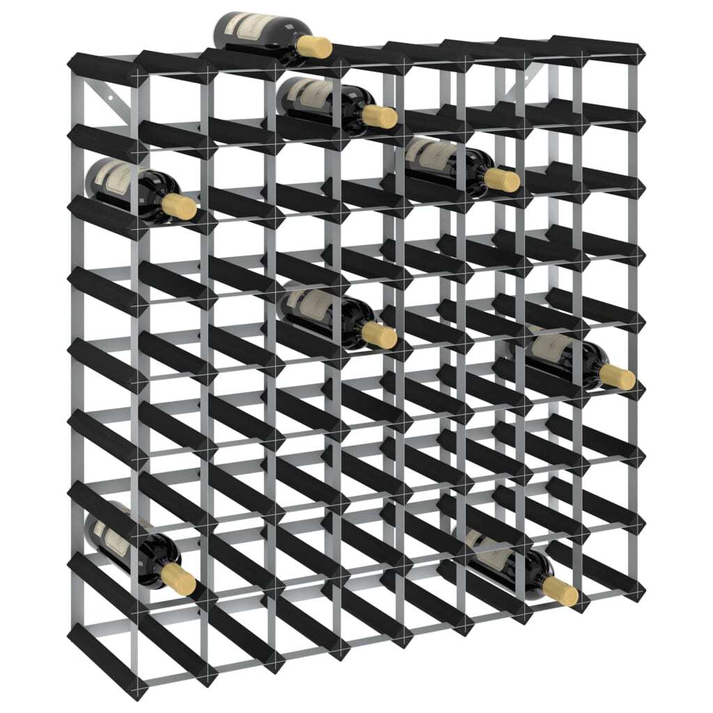 Wine Rack for 72 Bottles Black Solid Pine Wood