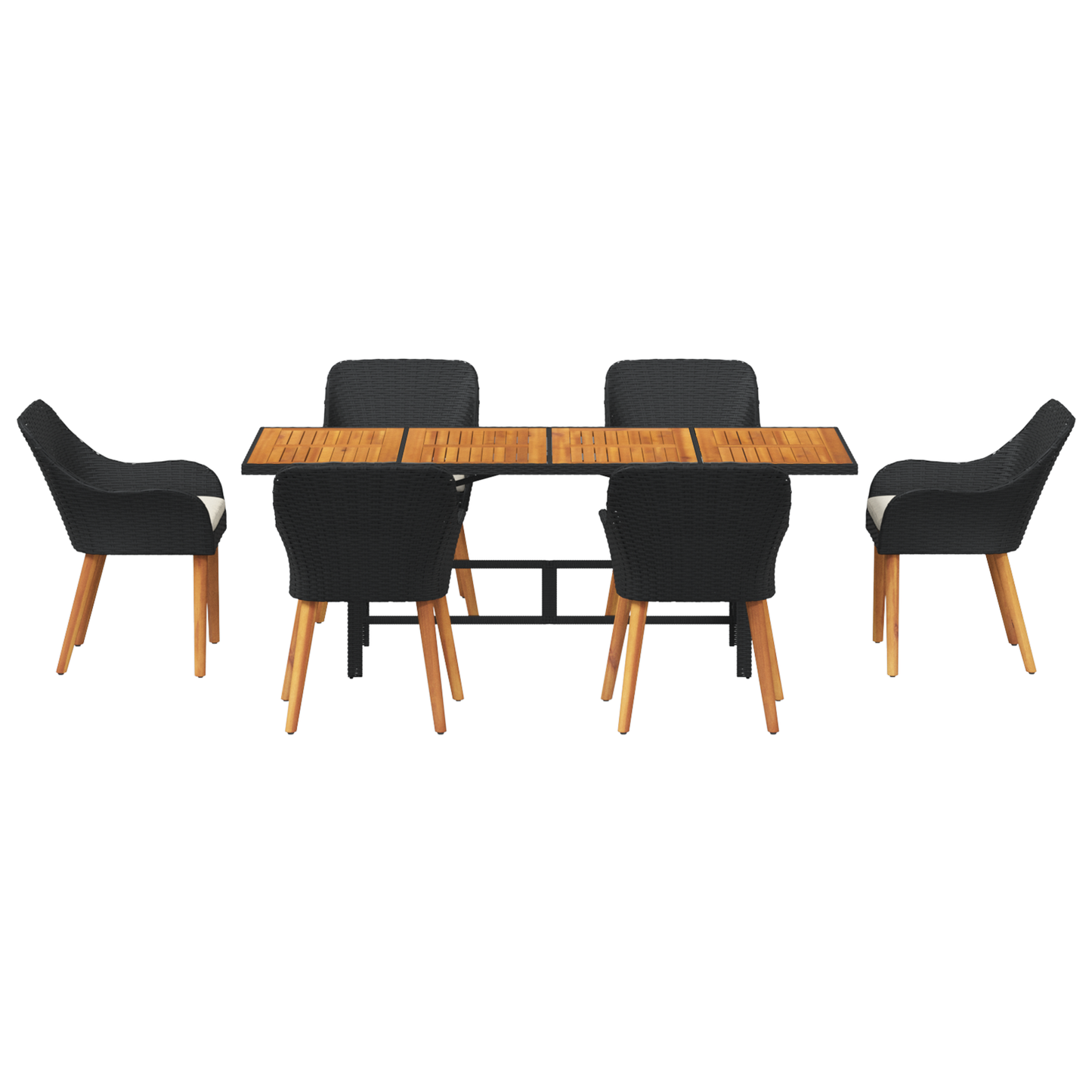 Garden Dining Set 7 pcs Black and brown Poly Rattan