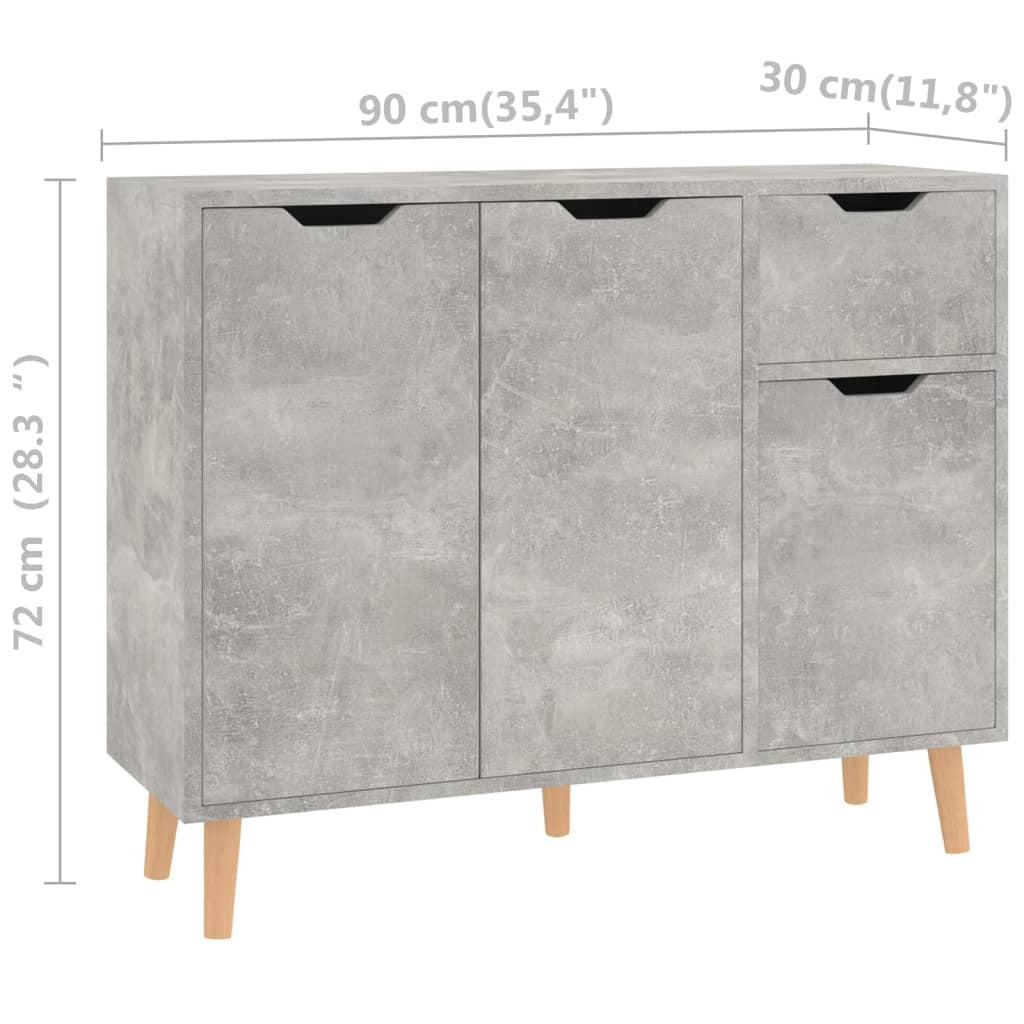 Sideboard Concrete Grey 90x30x72 cm Engineered Wood