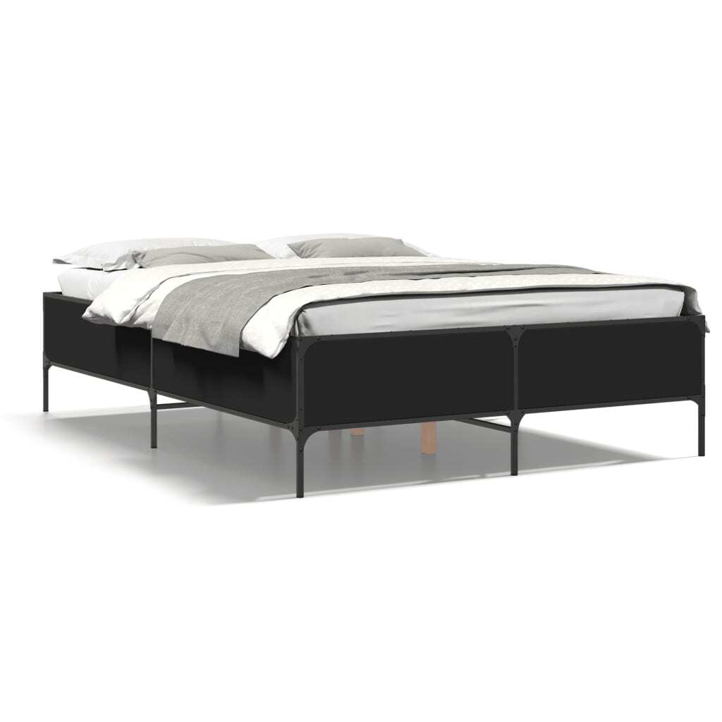 Bed Frame without Mattress Black 140x190 cm