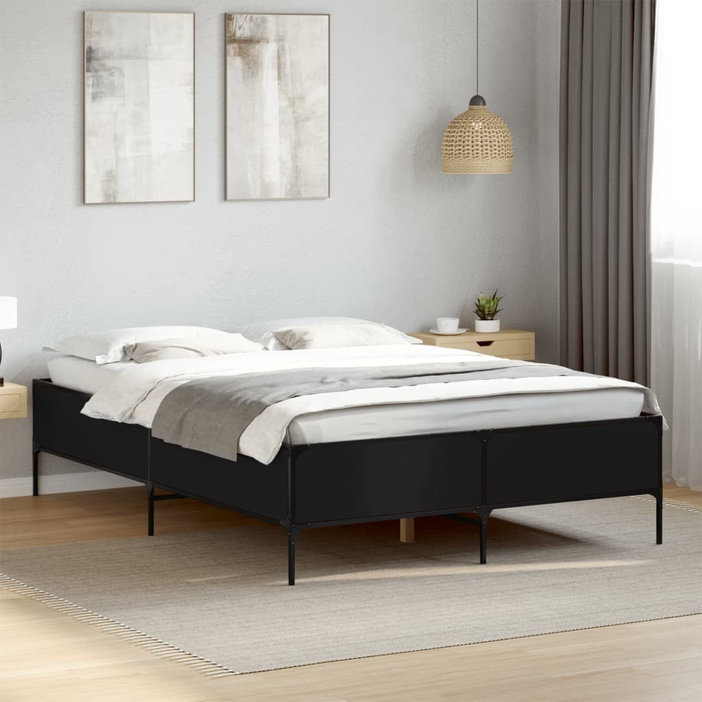 Bed Frame without Mattress Black 140x190 cm