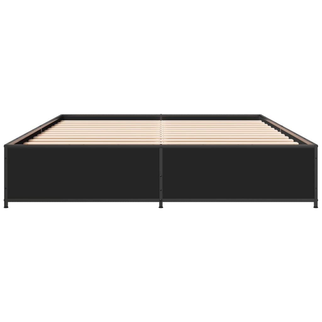 Bed Frame Black 150x200 cm King Size Engineered Wood and Metal