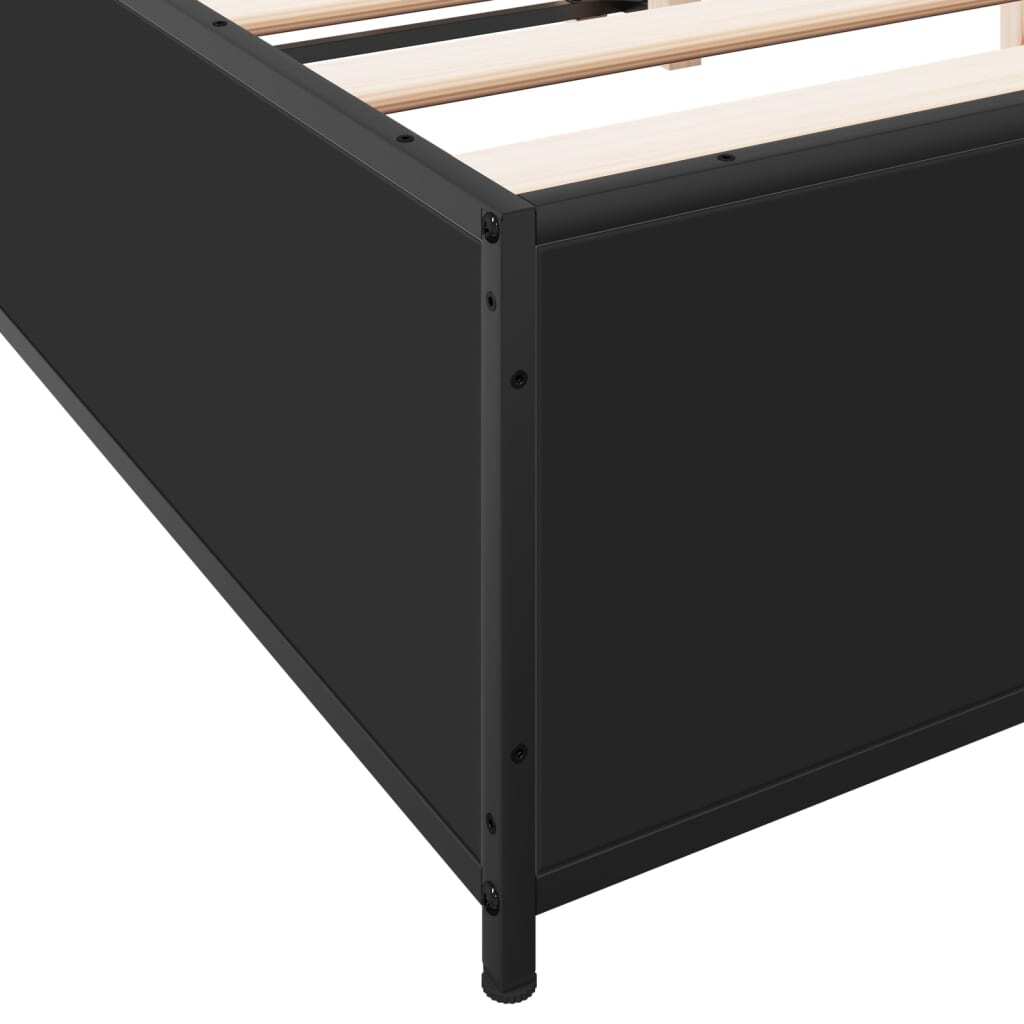 Bed Frame Black 150x200 cm King Size Engineered Wood and Metal