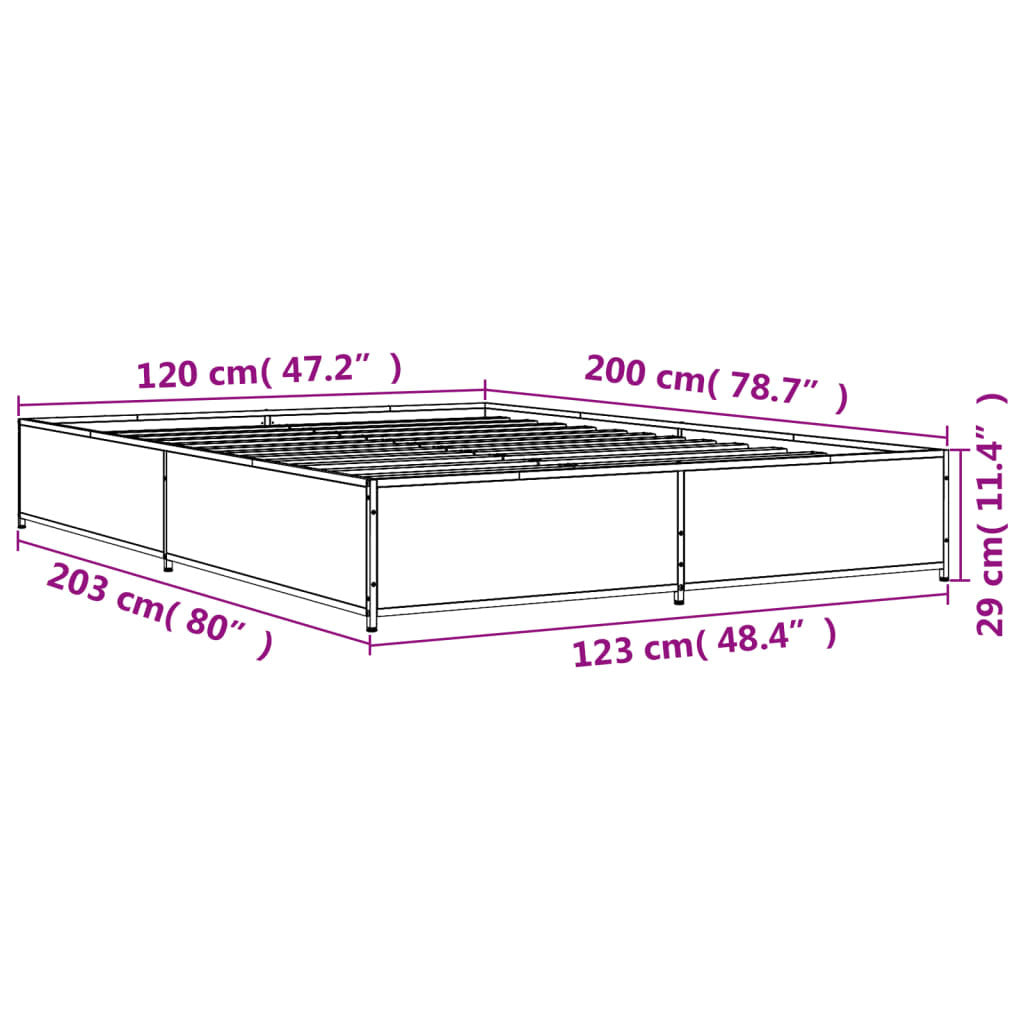 Bed Frame Black 120x200 cm Engineered Wood and Metal