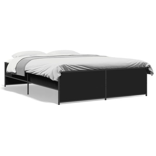 Bed Frame Black 140x190 cm Engineered Wood and Metal