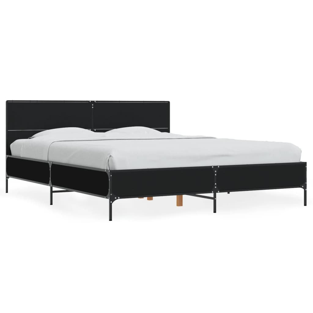 Bed Frame without Mattress Black 150x200 cm King Size