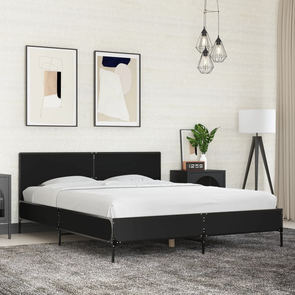 Bed Frame without Mattress Black 150x200 cm King Size