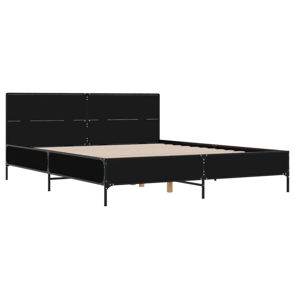 Bed Frame without Mattress Black 140x190 cm