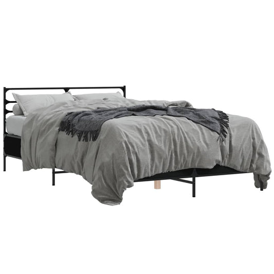 Bed Frame Black 120x200 cm Engineered Wood and Metal