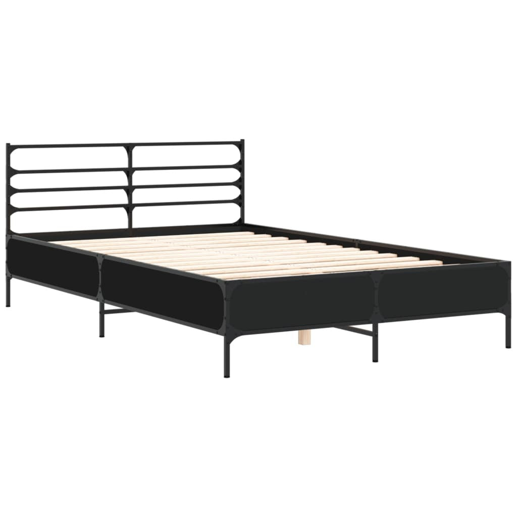 Bed Frame Black 120x200 cm Engineered Wood and Metal