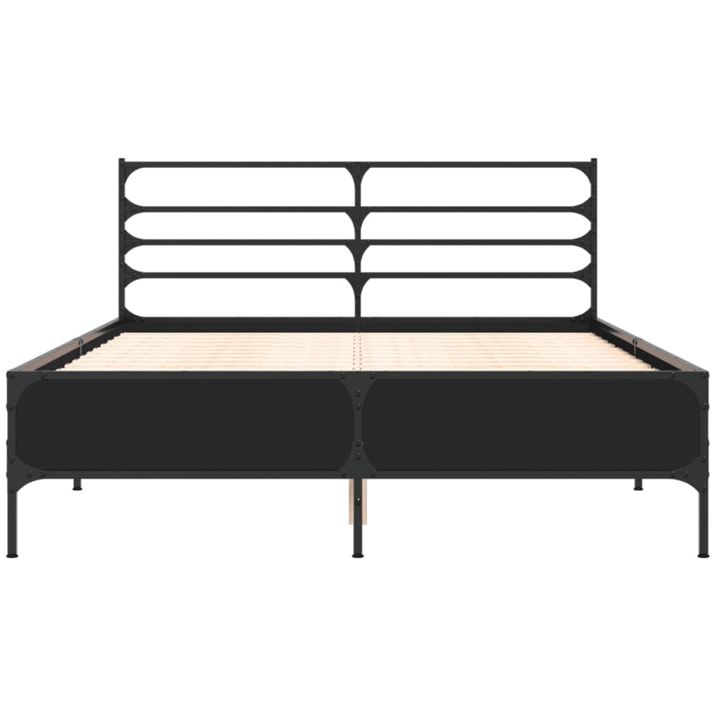 Bed Frame Black 120x200 cm Engineered Wood and Metal