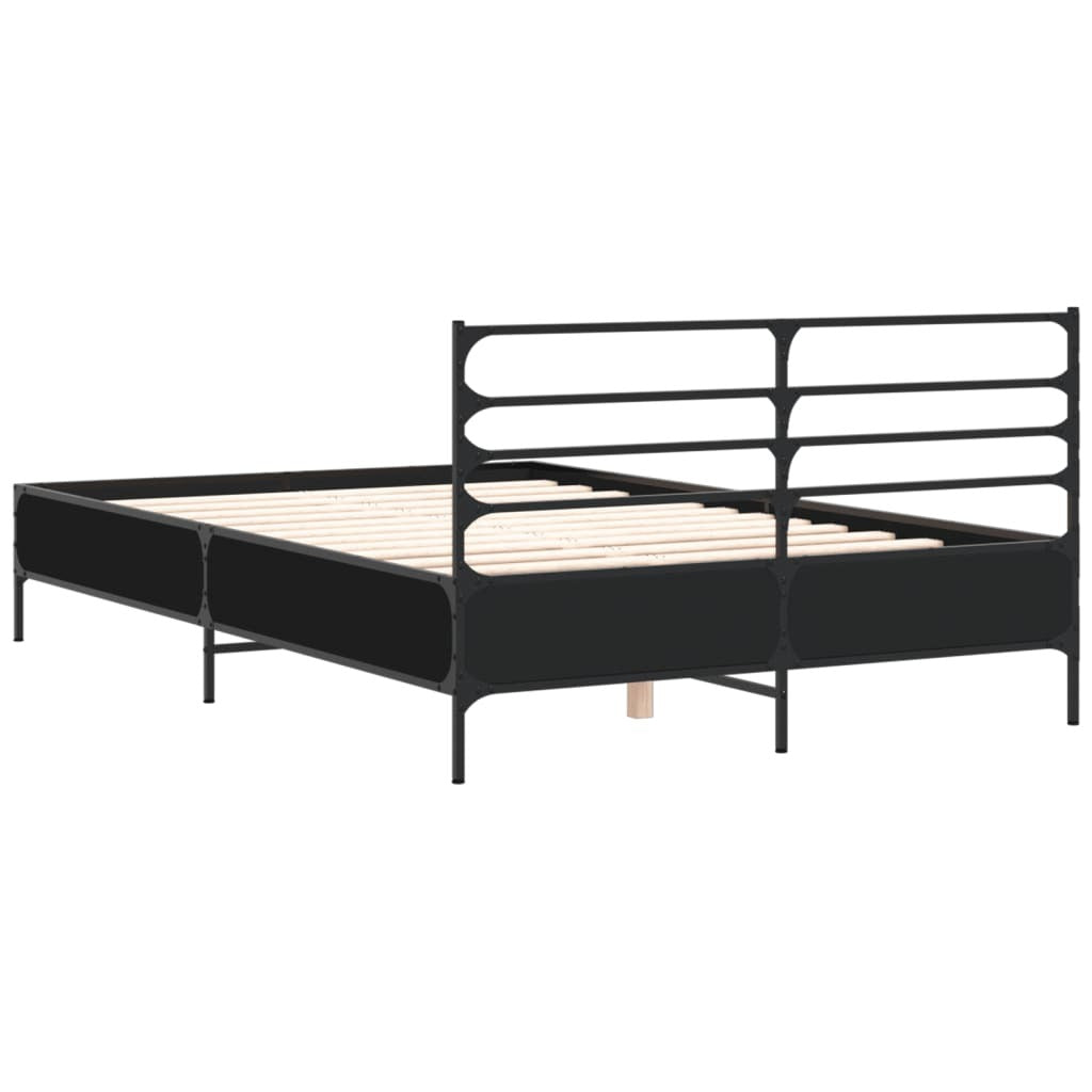 Bed Frame Black 120x200 cm Engineered Wood and Metal