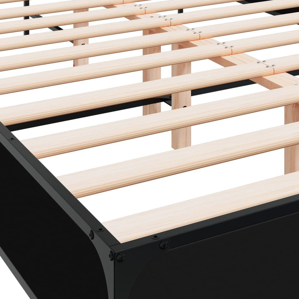 Bed Frame Black 120x200 cm Engineered Wood and Metal