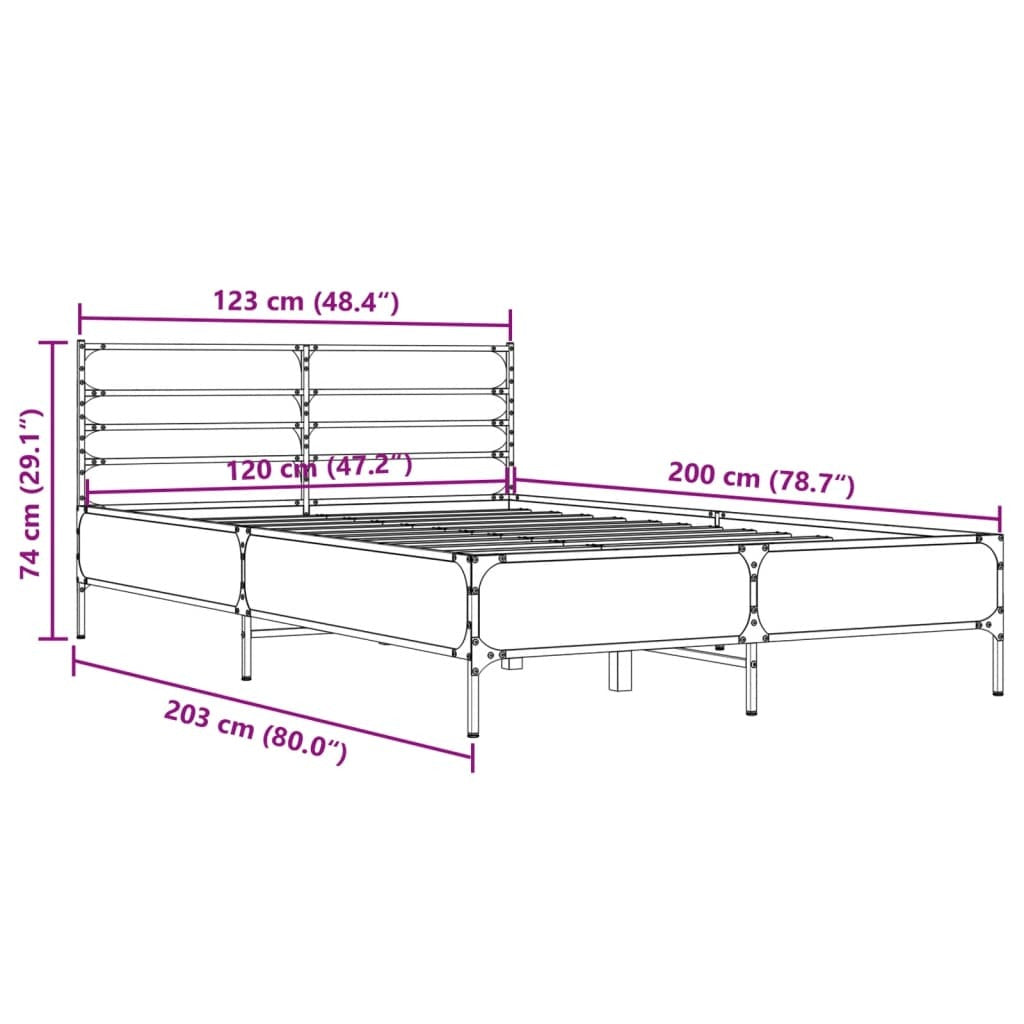 Bed Frame Black 120x200 cm Engineered Wood and Metal