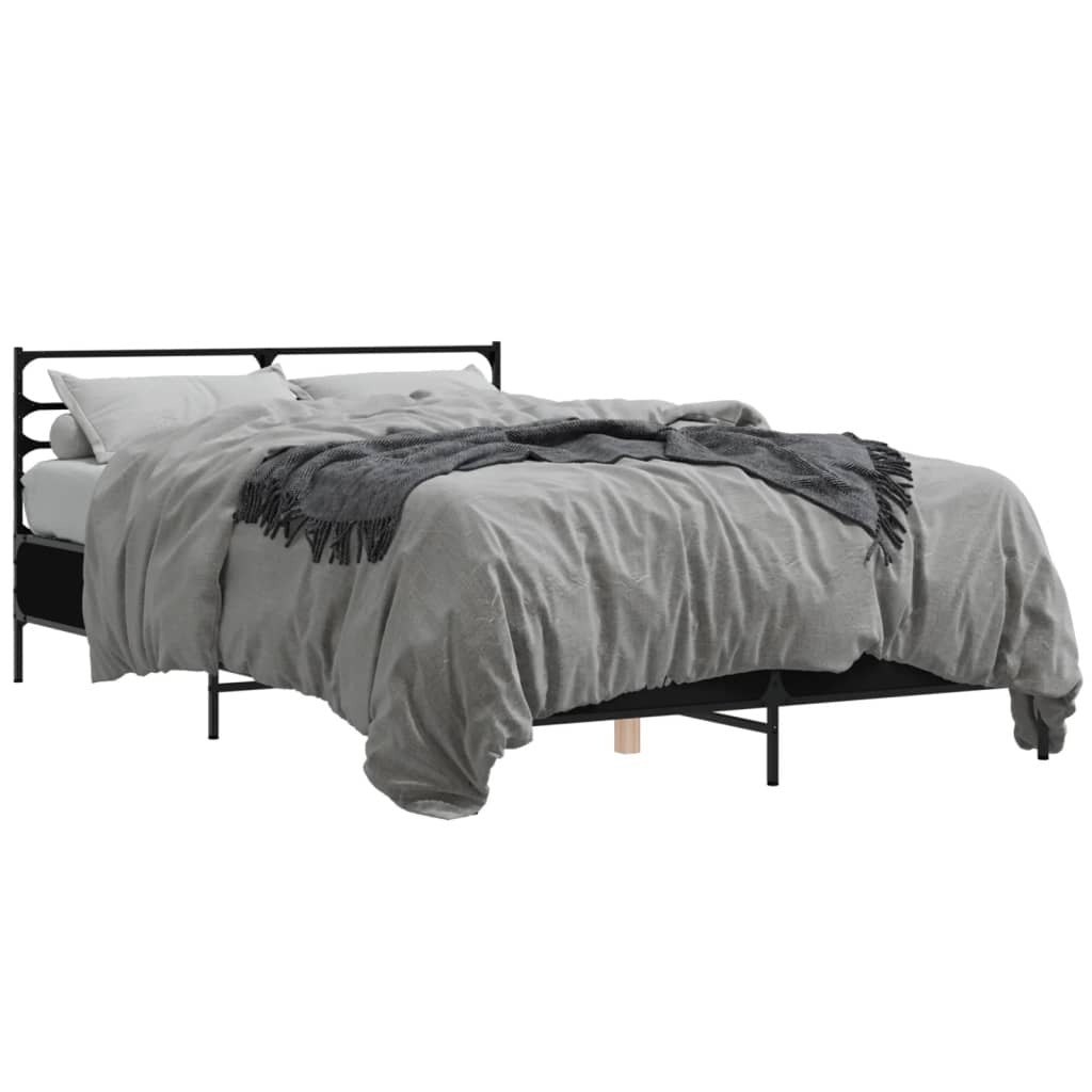 Bed Frame Black 140x200 cm Engineered Wood and Metal