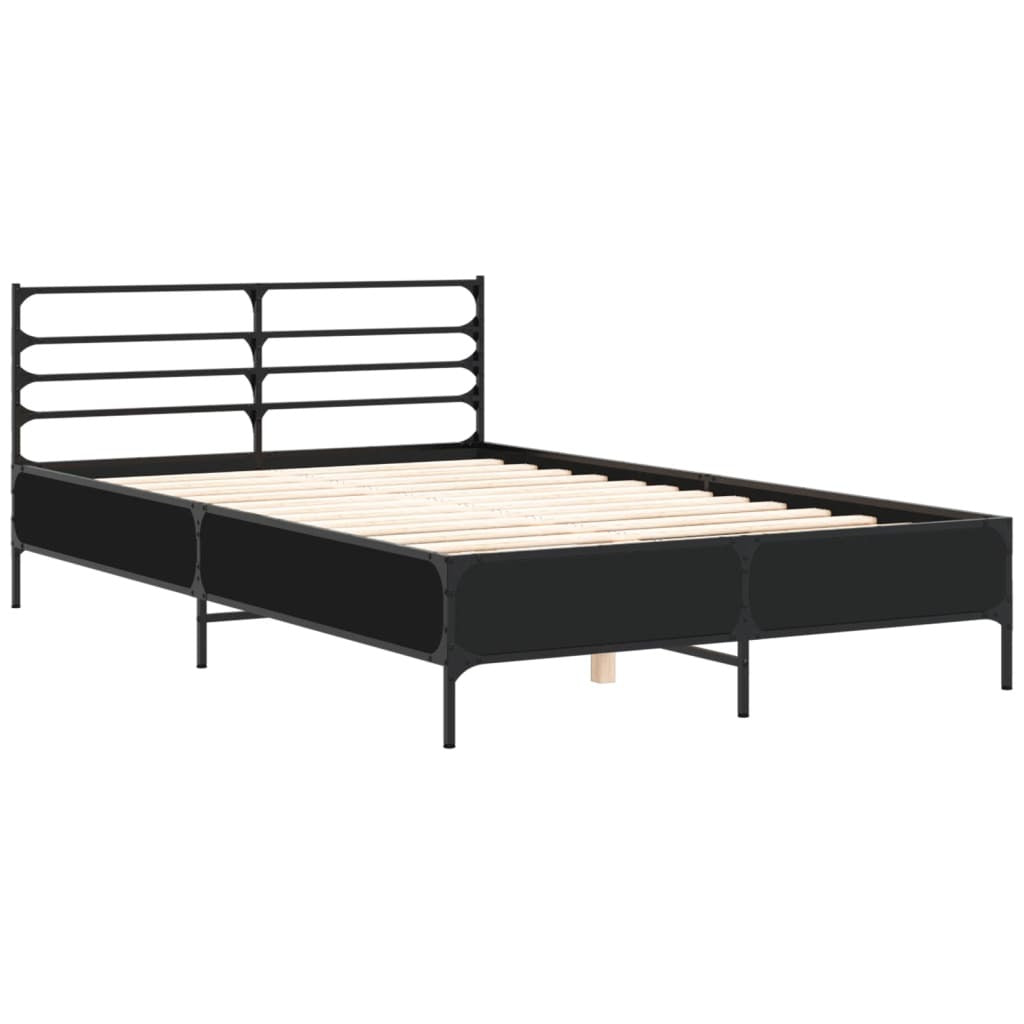 Bed Frame Black 140x200 cm Engineered Wood and Metal