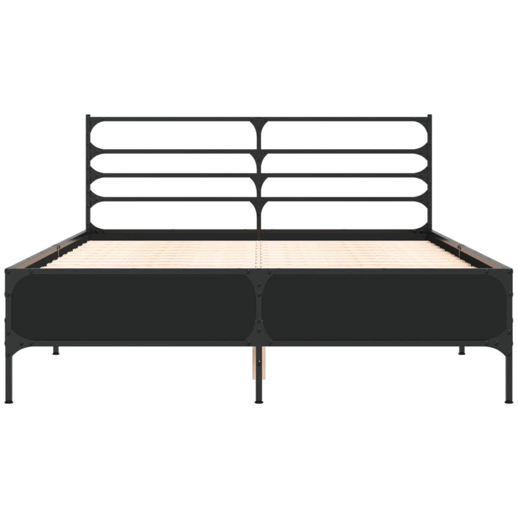 Bed Frame Black 140x200 cm Engineered Wood and Metal