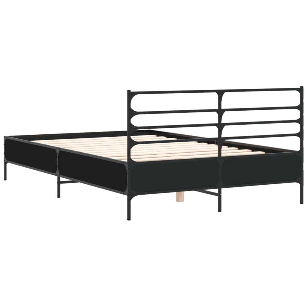 Bed Frame Black 140x200 cm Engineered Wood and Metal