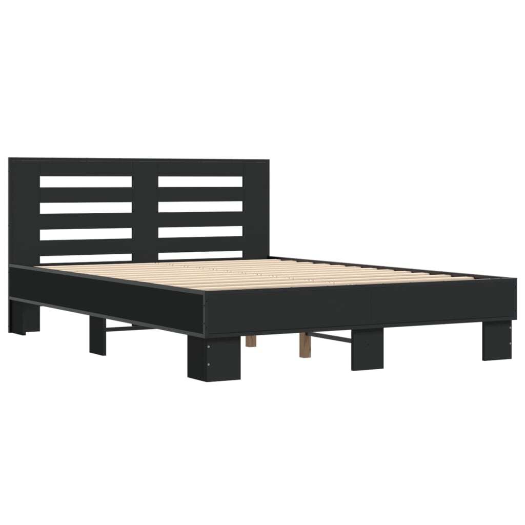 Bed Frame Black 140x200 cm Engineered Wood and Metal