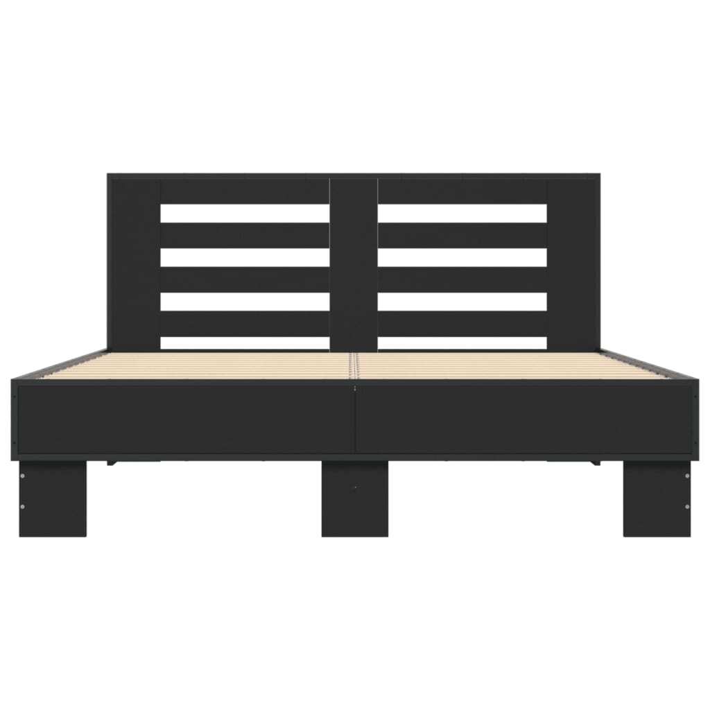 Bed Frame Black 140x200 cm Engineered Wood and Metal