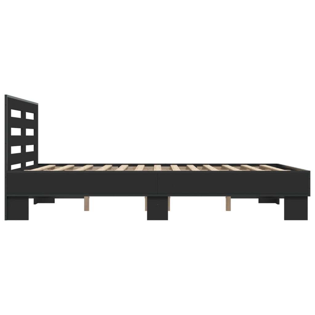 Bed Frame Black 140x200 cm Engineered Wood and Metal