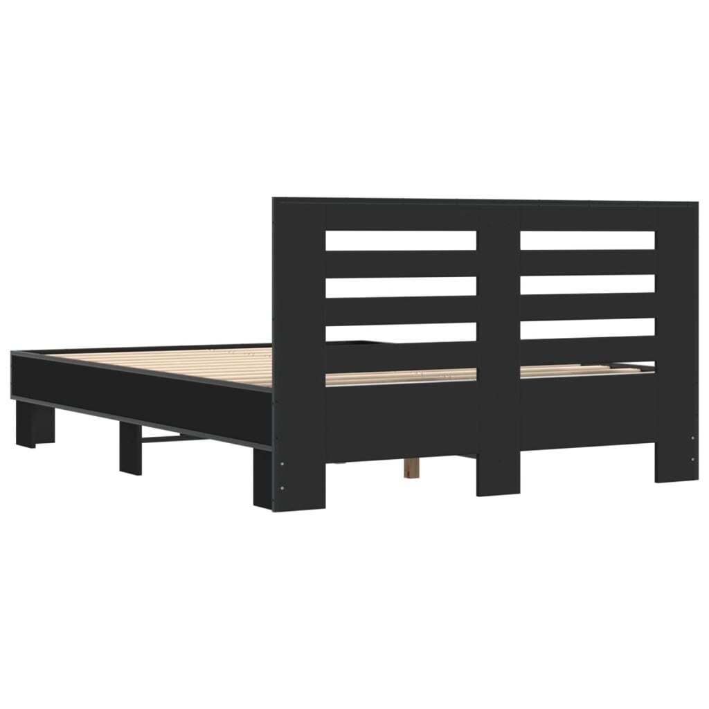 Bed Frame Black 140x200 cm Engineered Wood and Metal