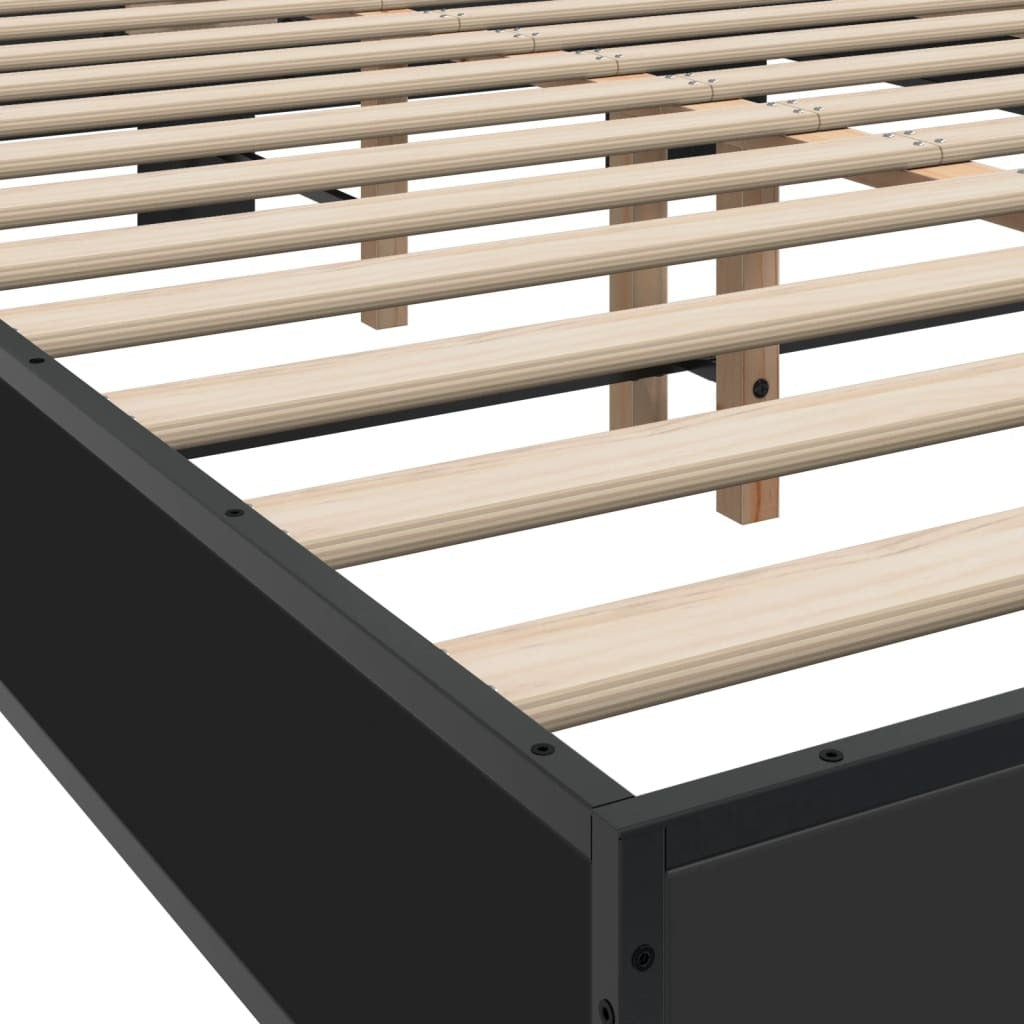 Bed Frame Black 140x200 cm Engineered Wood and Metal