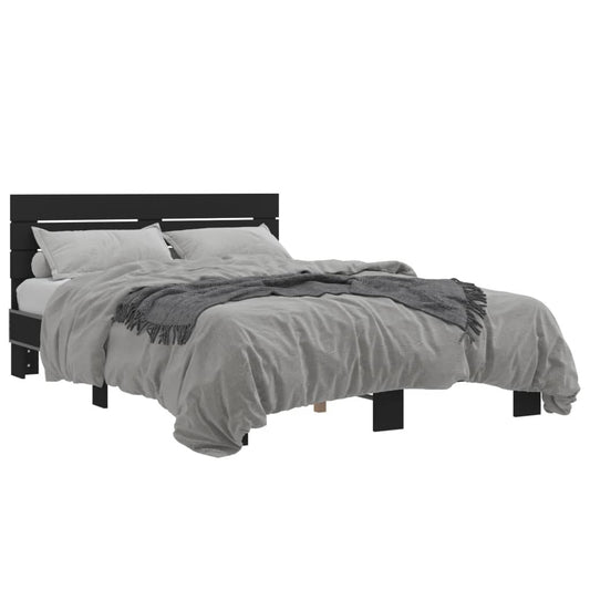 Bed Frame Black 140x190 cm Engineered Wood and Metal