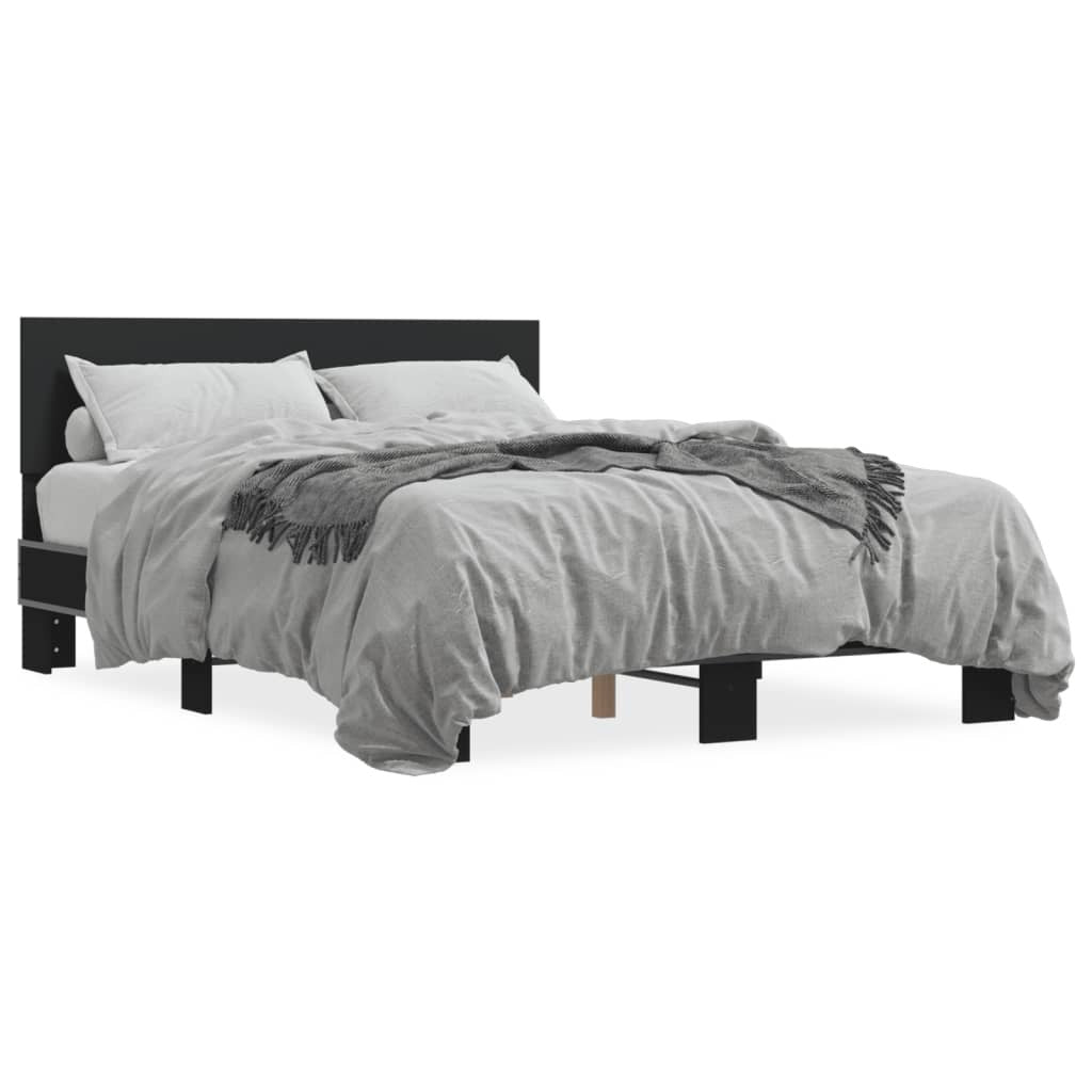 Bed Frame Black 140x200 cm Engineered Wood and Metal