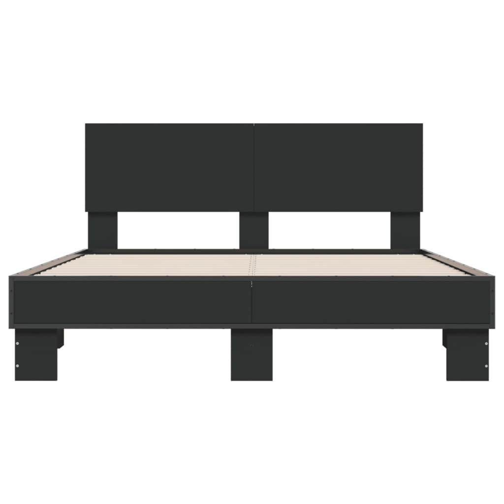 Bed Frame Black 140x200 cm Engineered Wood and Metal