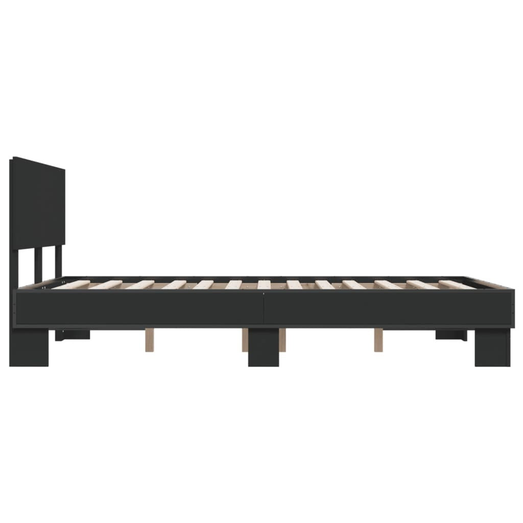 Bed Frame Black 140x200 cm Engineered Wood and Metal