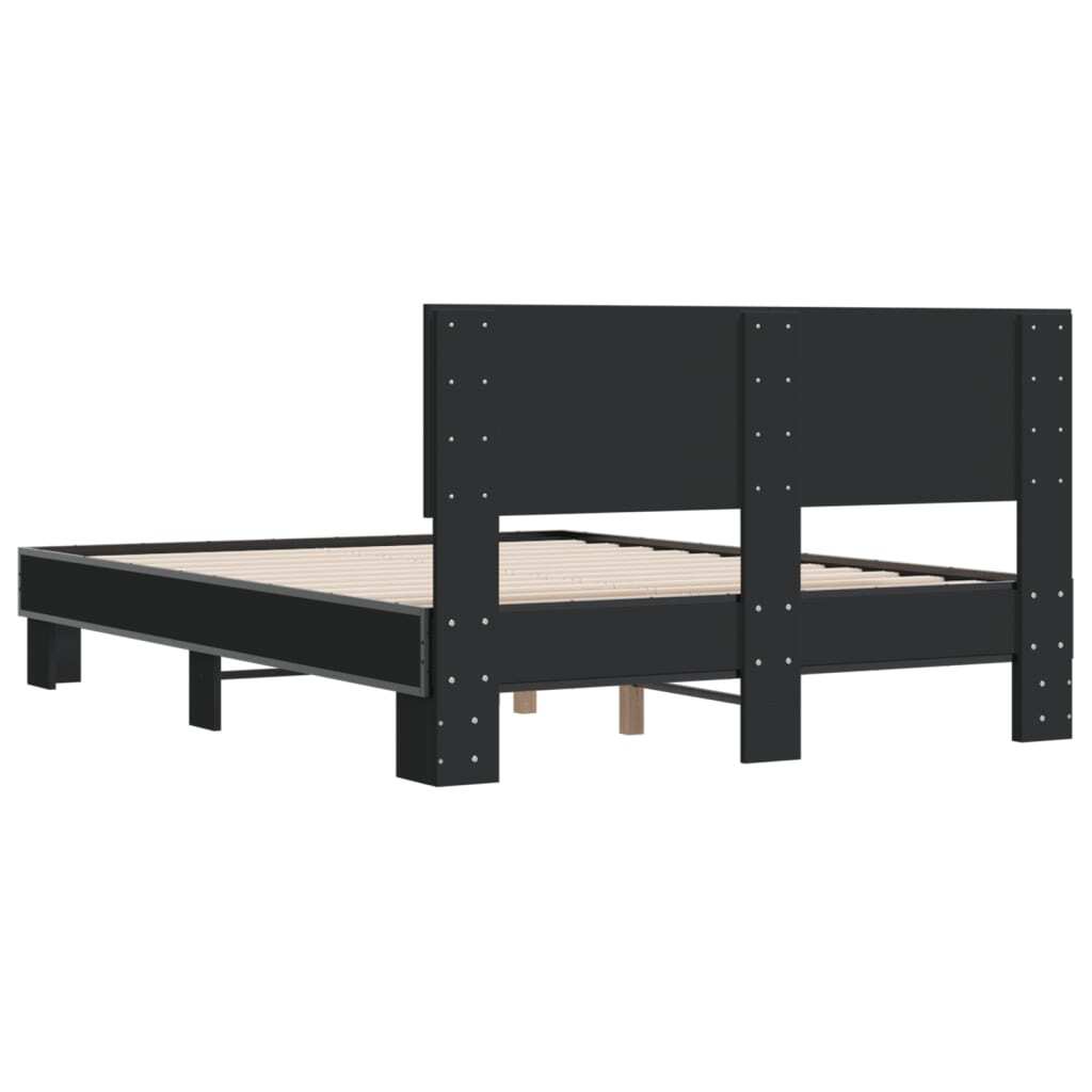 Bed Frame Black 140x200 cm Engineered Wood and Metal