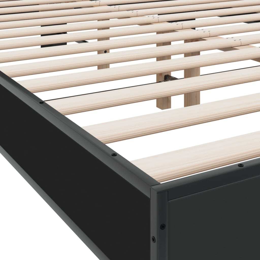 Bed Frame Black 140x200 cm Engineered Wood and Metal