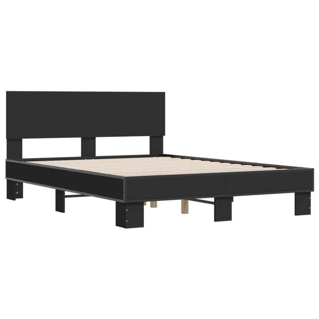 Bed Frame Black 120x200 cm Engineered Wood and Metal