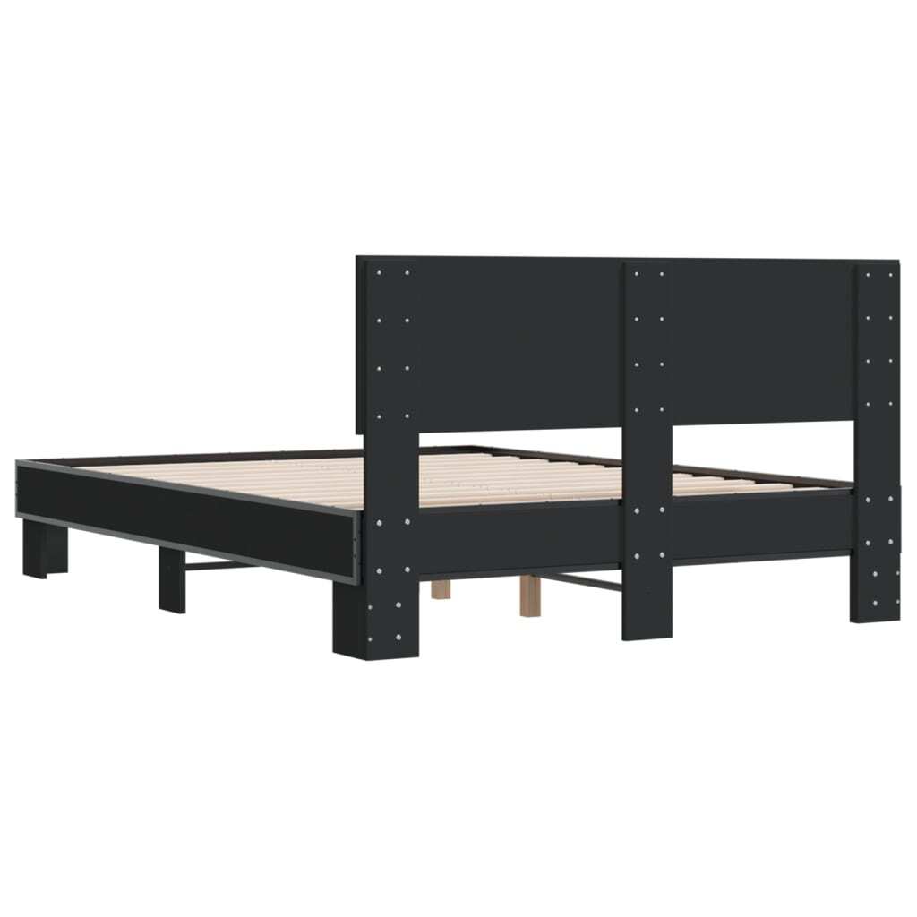 Bed Frame Black 120x200 cm Engineered Wood and Metal