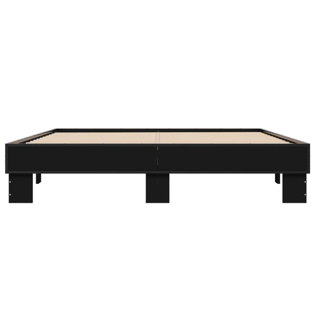 Bed Frame Black 150x200 cm King Size Engineered Wood and Metal