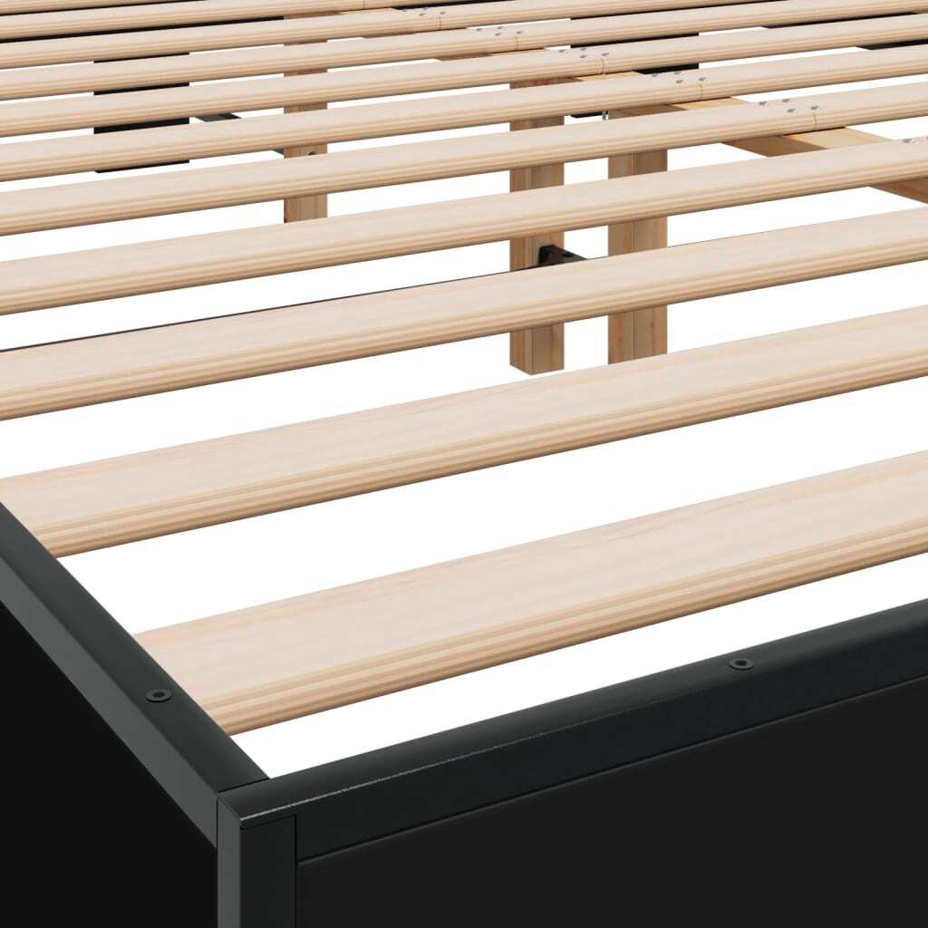 Bed Frame Black 150x200 cm King Size Engineered Wood and Metal