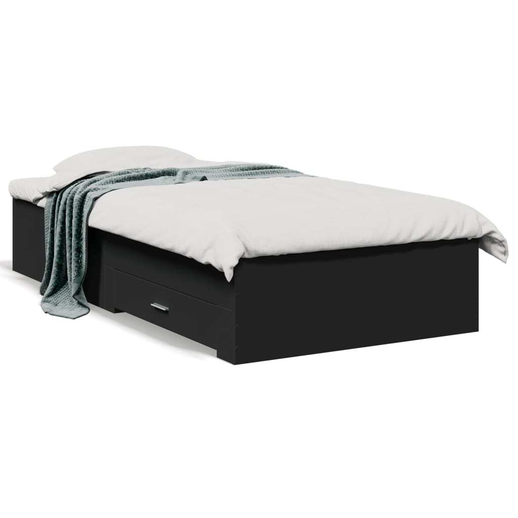 Bed Frame with Drawers without Mattress Black 100x200 cm