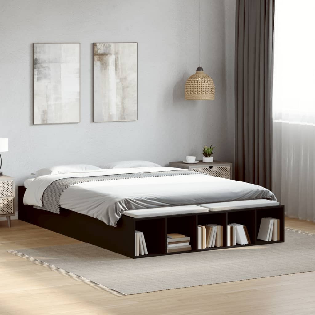 Bed Frame without Mattress Black 140x190 cm